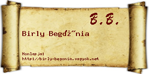 Birly Begónia névjegykártya